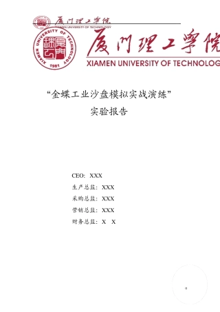 沙盘实验报告
