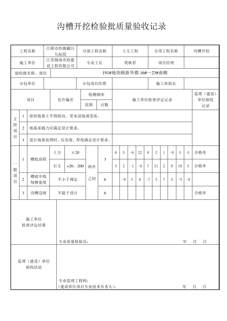 沟槽开挖检验批质量验收记录_第3页