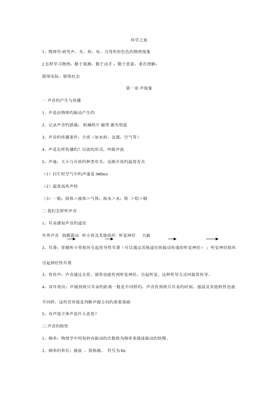 2025年初中物理基础知识点整理_第1页