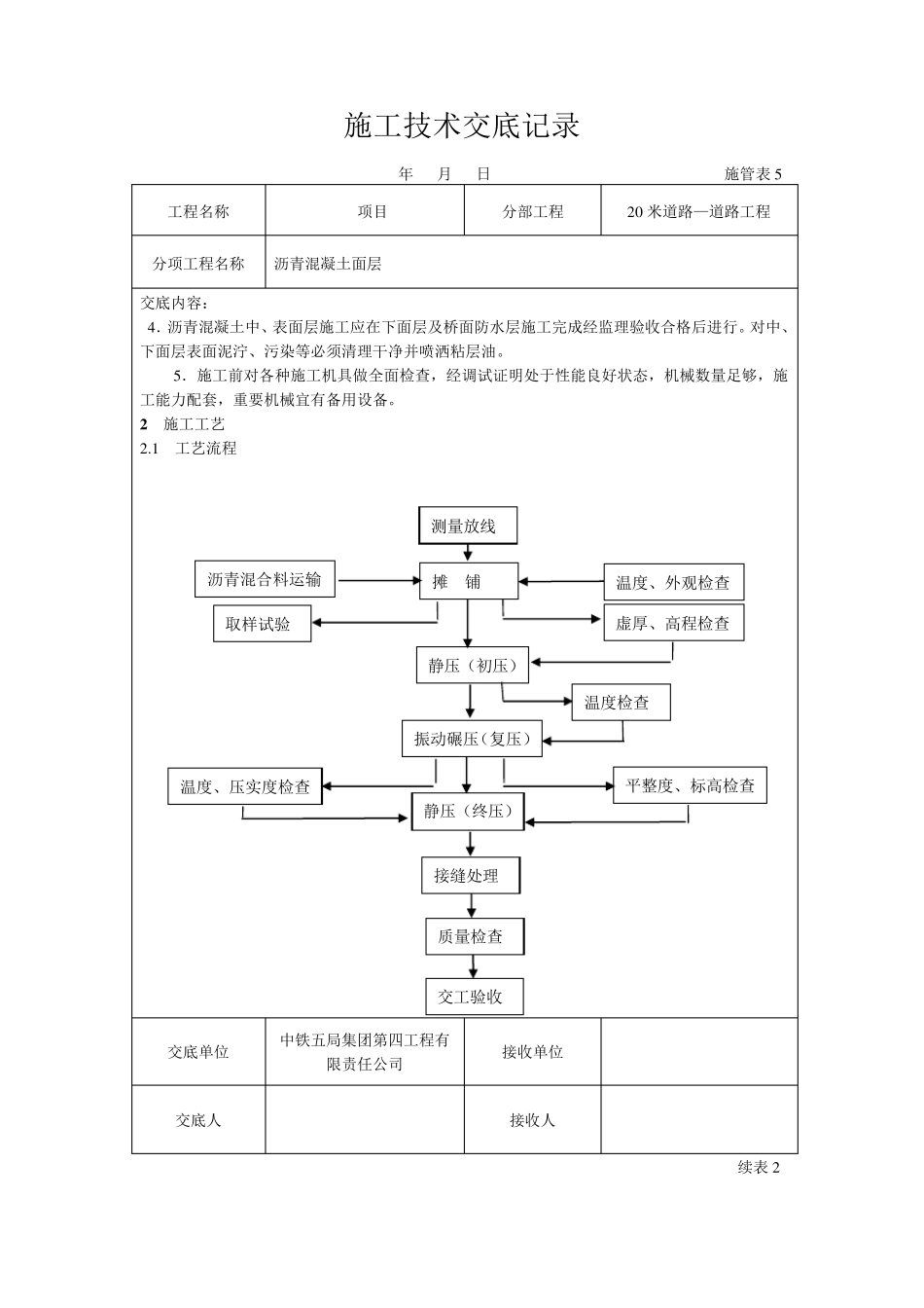 沥青混凝土面层：施工技术交底记录_第2页