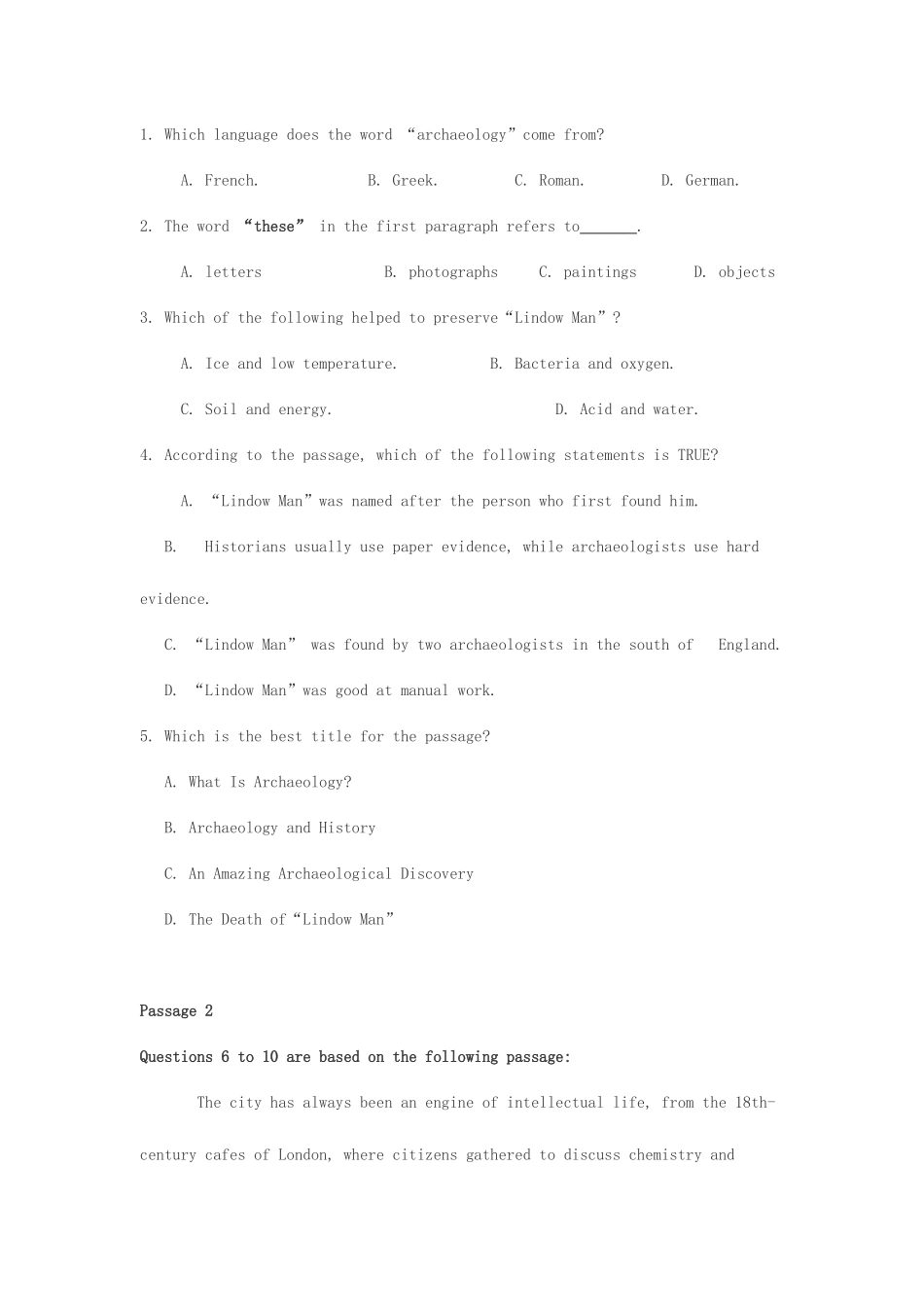 2025年北京地区成人本科学士学位英语统一考试真题及答案三级_第3页