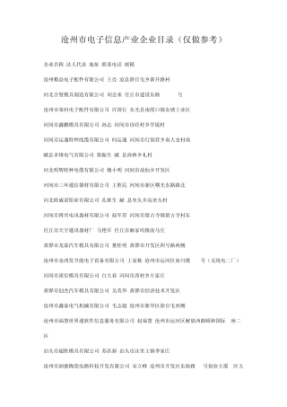 沧州市电子信息产业企业目录