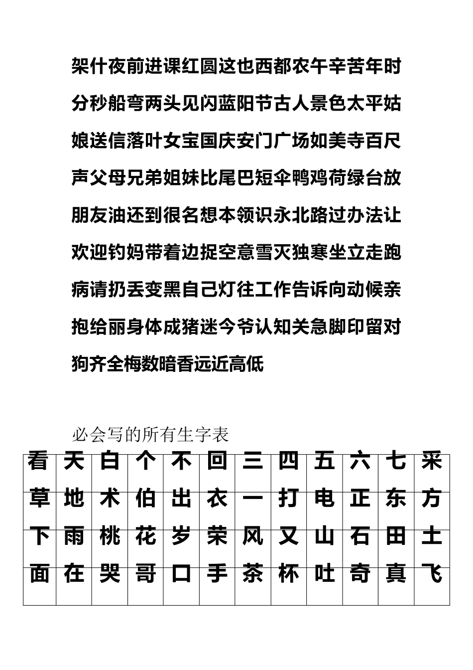沪教版一年级上册语文字词总汇(生字表,扩词,古诗,同音字,反义词,笔画,易错字笔顺,形近字等)1_第2页