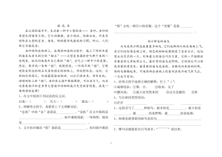 沪教版上海小学三年级阅读理解练习