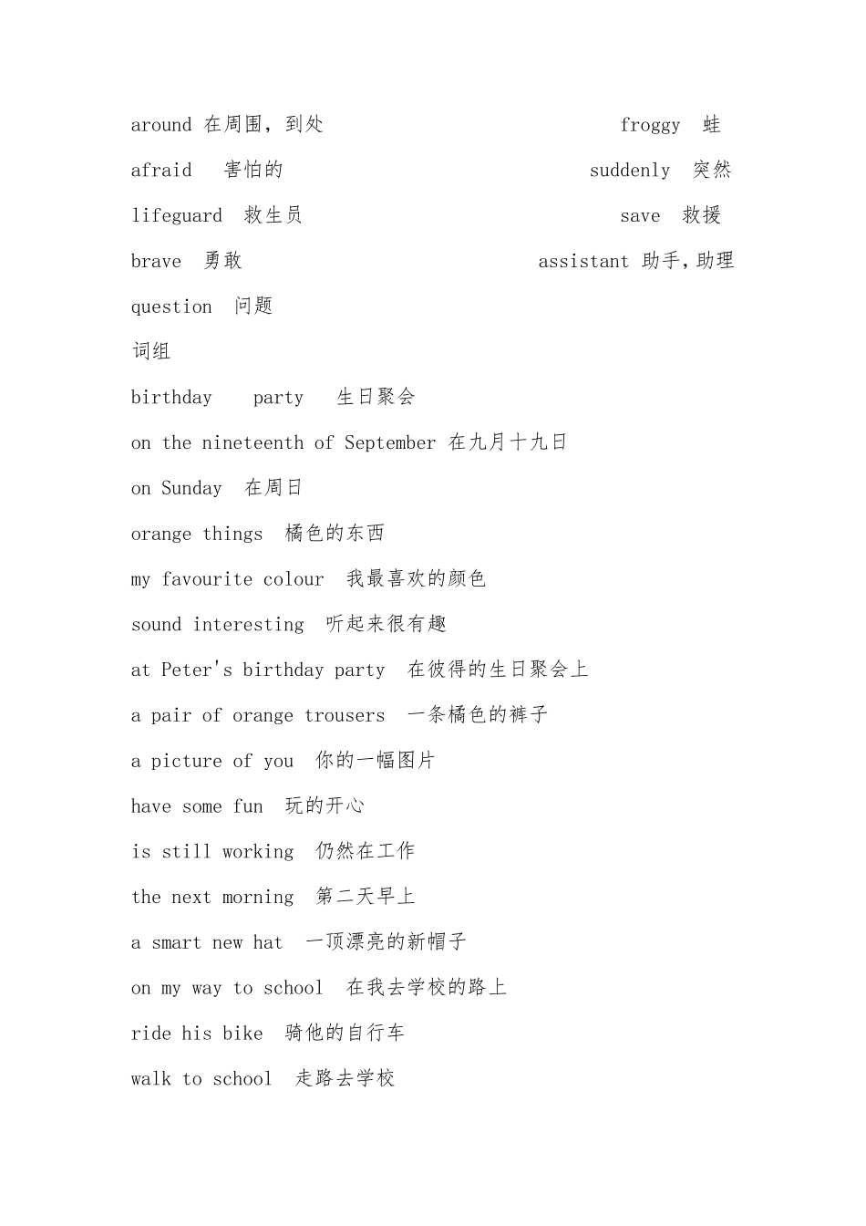 沪教版五年级上册英语重点单词和词组_第3页