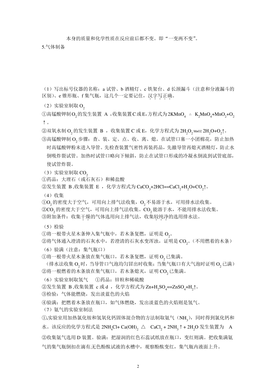 沪教版初中化学中考必背基础知识点整理归纳_第2页