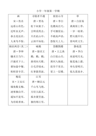 沪教版小学15年级语文教材古诗