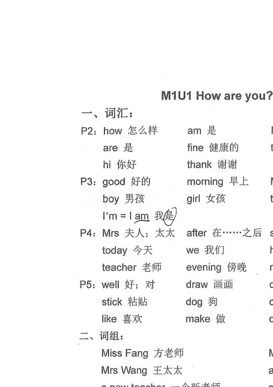 沪教版牛津英语三年级上册重点知识提纲_第1页