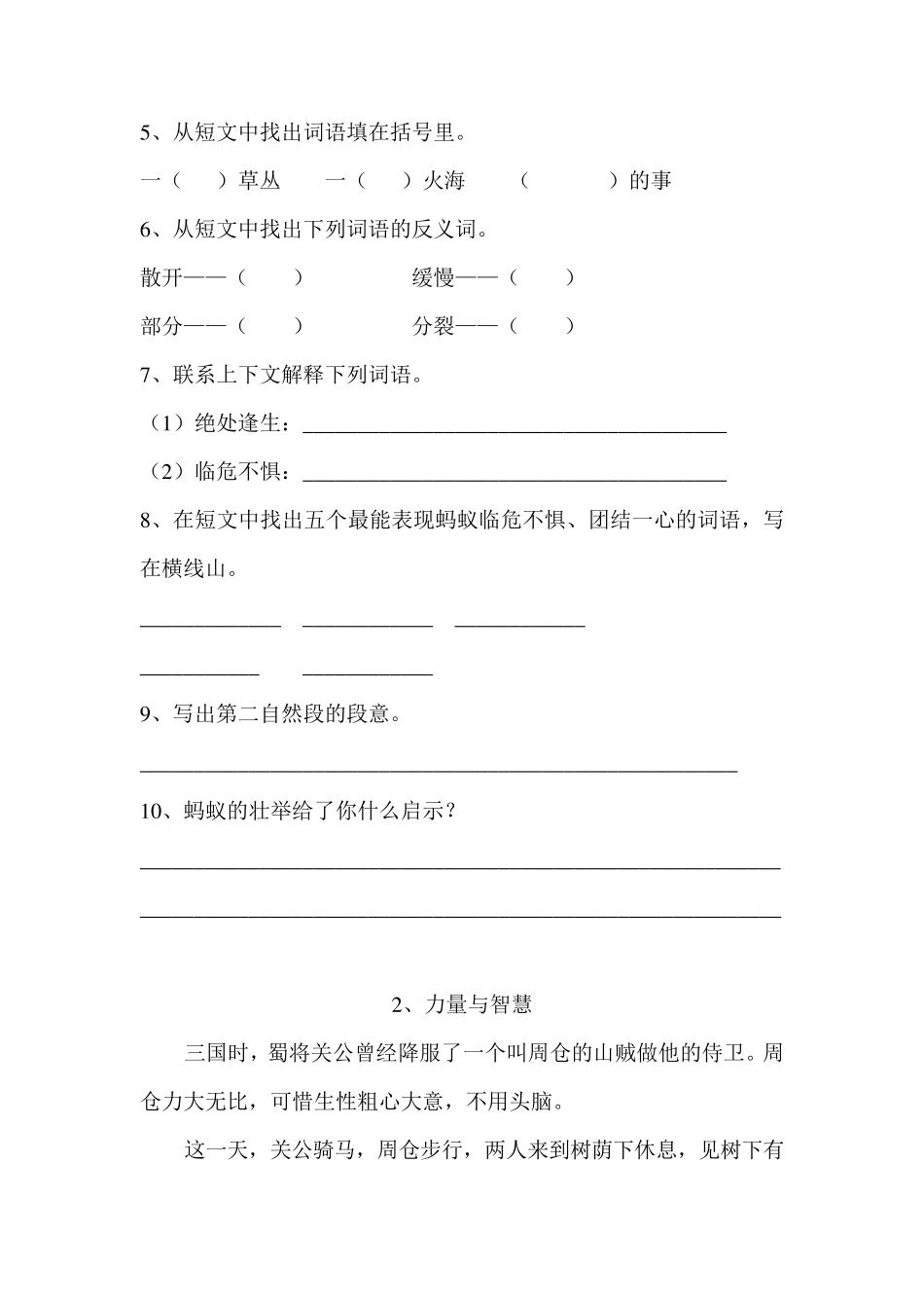 沪教版语文四年级阅读专项训练_第2页