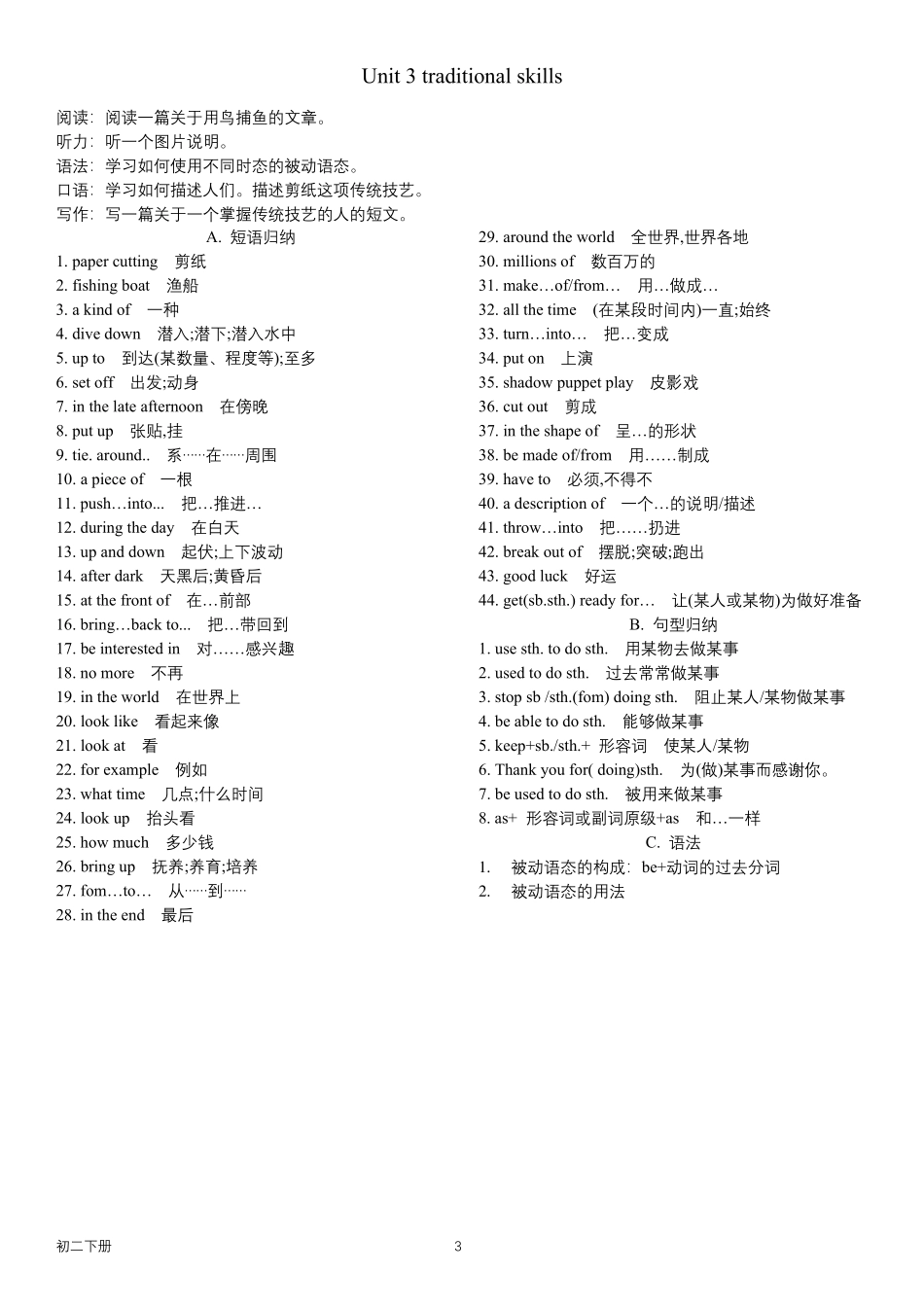 沪教牛津版初中英语八下教材短语句型知识点汇总_第3页