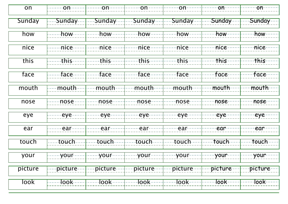 沪教牛津版小学英语单词描红一年级上册_第2页