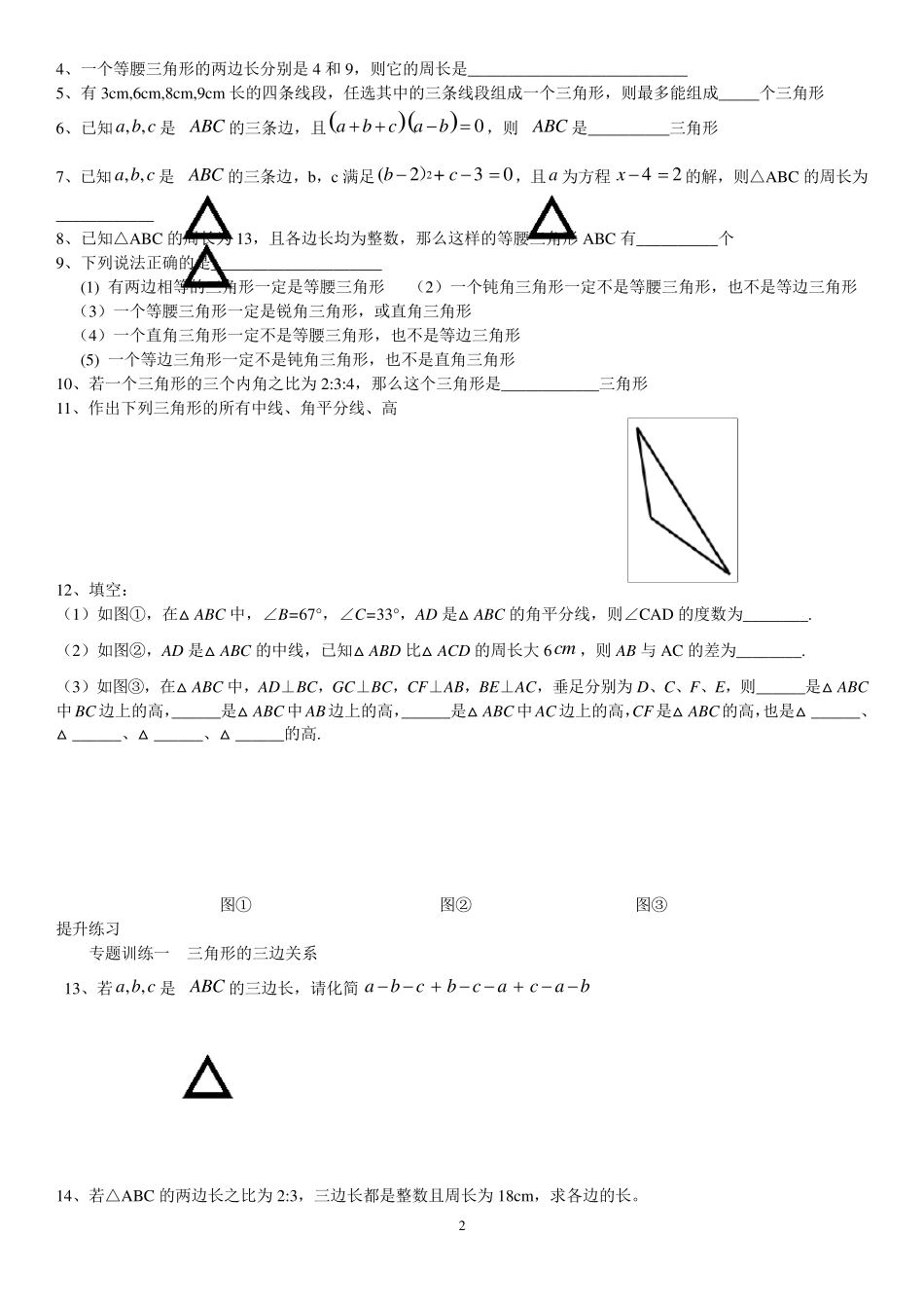 沪科版八年级数学三角形中的边角关系_第2页