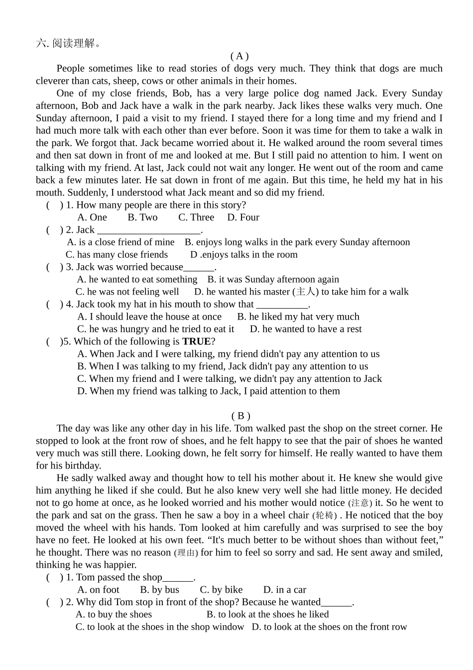 2025年pep小升初英语模拟测试题_第3页