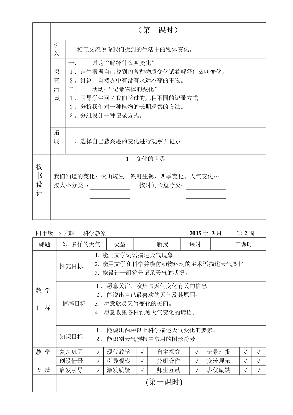 河北版小学科学四年级下册教案(冀教版)_第2页