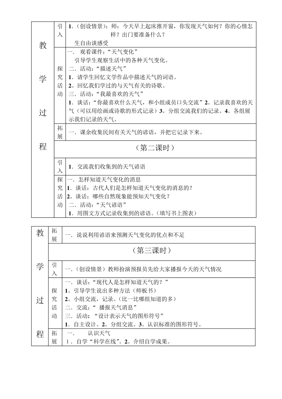 河北版小学科学四年级下册教案(冀教版)_第3页