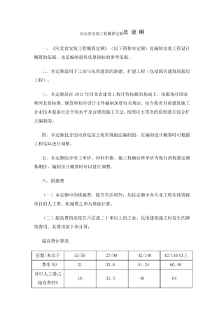 河北省2018安装工程概算定额