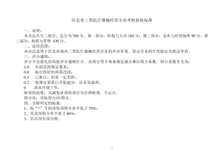 河北省三类医疗器械经营企业考核验收标准