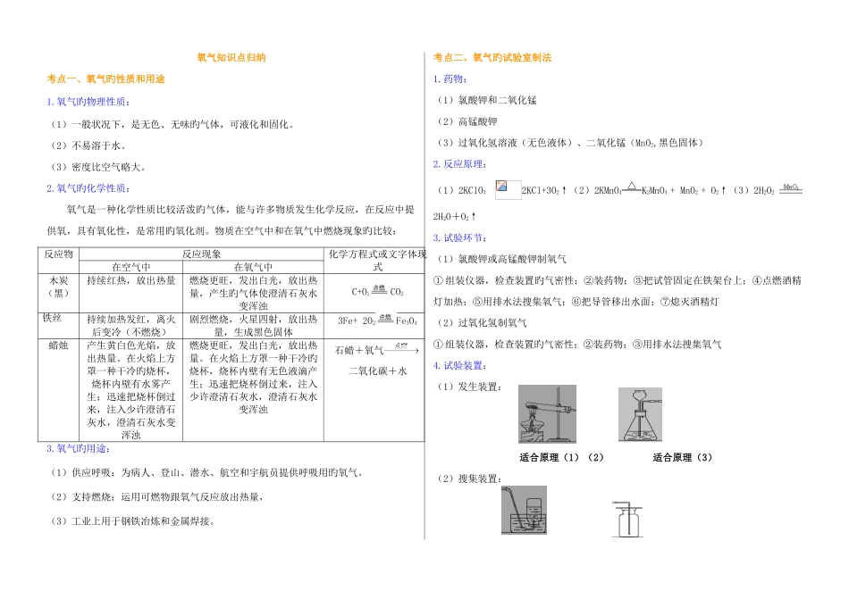 2025年初三化学氧气知识点归纳_第1页