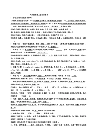 2025年教科版九年级上册物理知识点