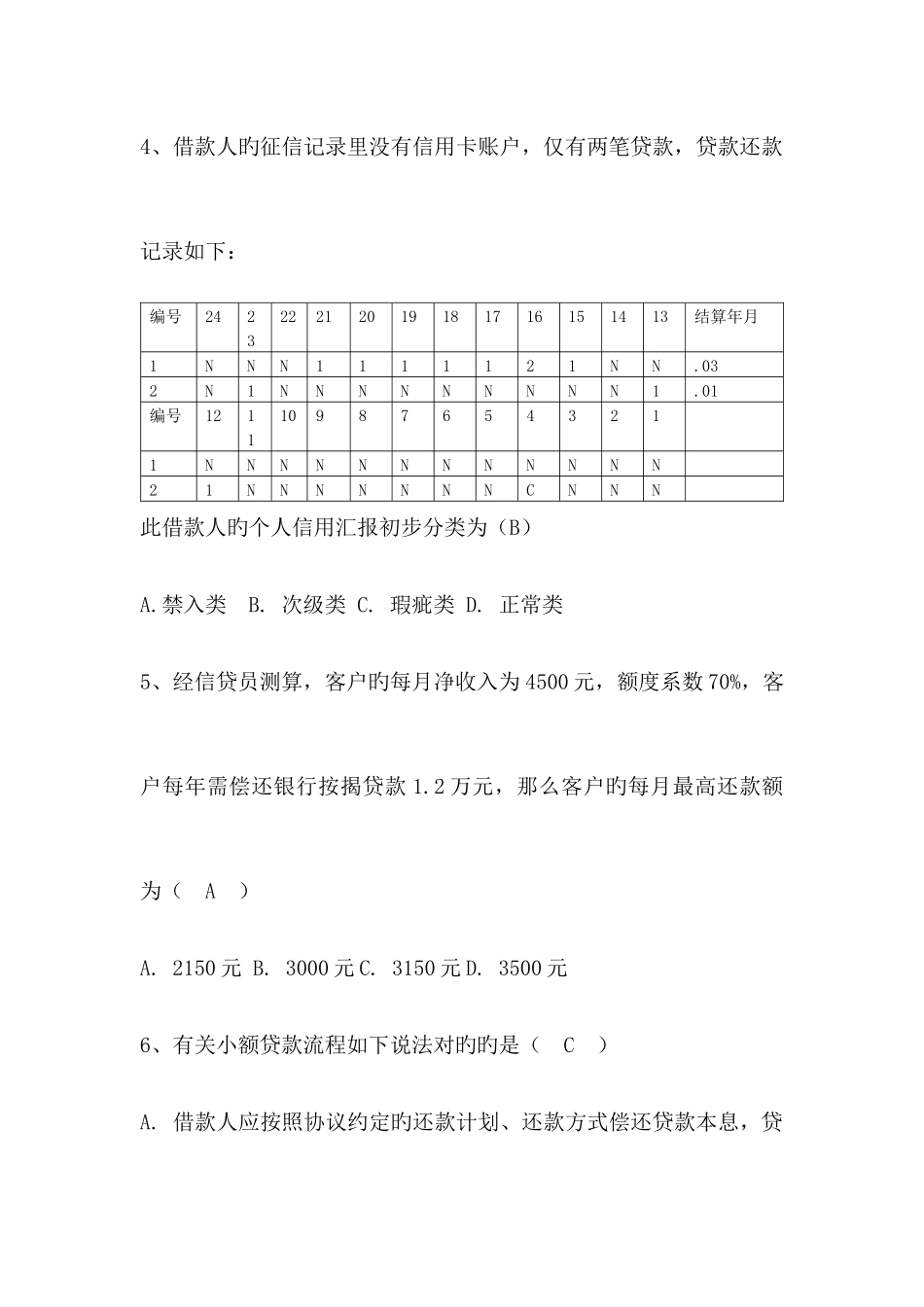 2025年其他资格考试信贷绩效帮扶培训考题_第2页