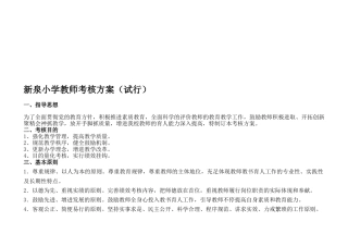 2025年新泉小学教师考核方案试行