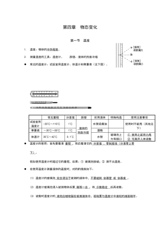 2025年八年级物理上物态变化知识点总结人教版