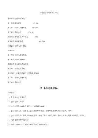 2025年初级会计电算化串讲要点及练习试题会计从业资格考试