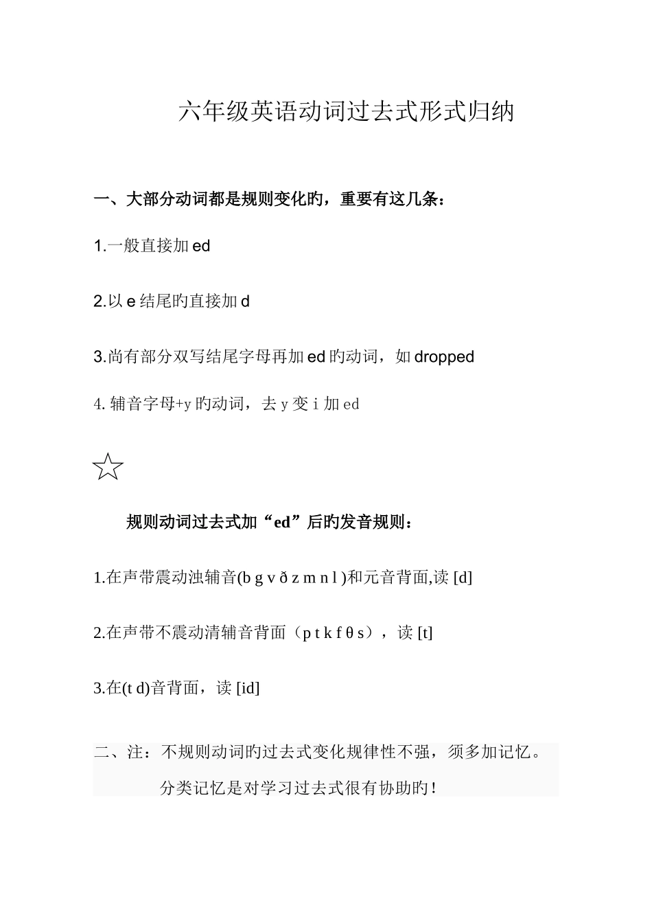 2025年六年级英语动词过去式特殊形式规律归纳_第1页