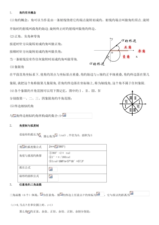 2025年三角函数知识点整理