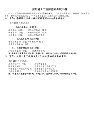 2025年注册岩土工程师基础考试大纲整理分级