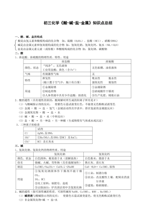2025年初三化学酸碱盐知识点总结