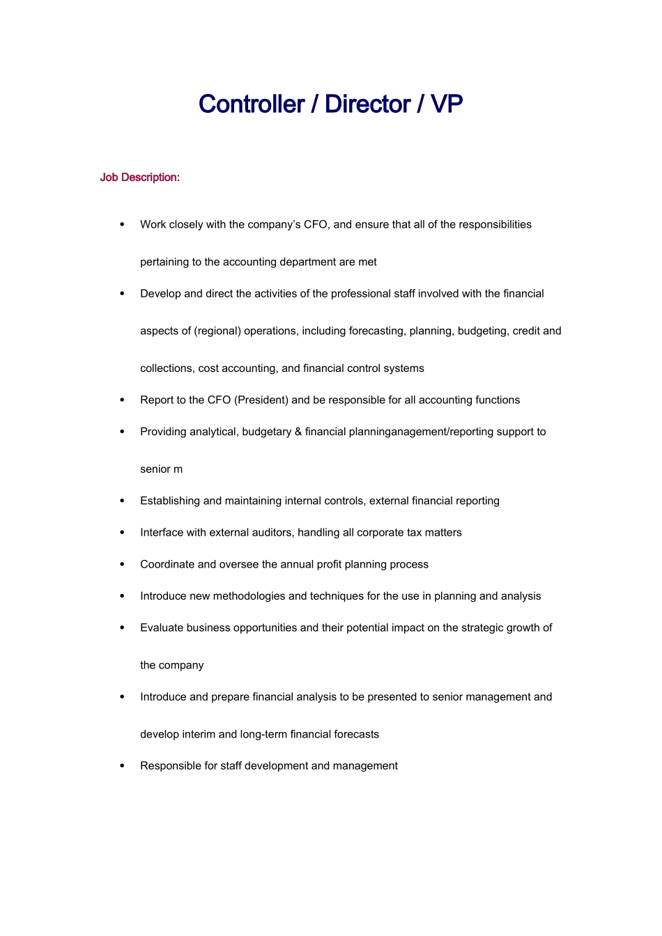 2025年公司全套职位描述英文版_第1页