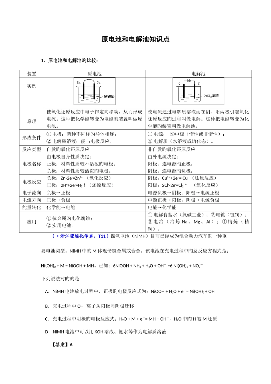 2025年原电池和电解池知识点_第1页