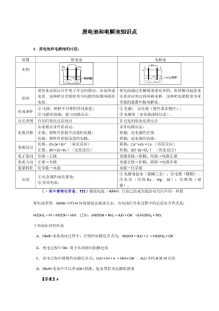 2025年原电池和电解池知识点