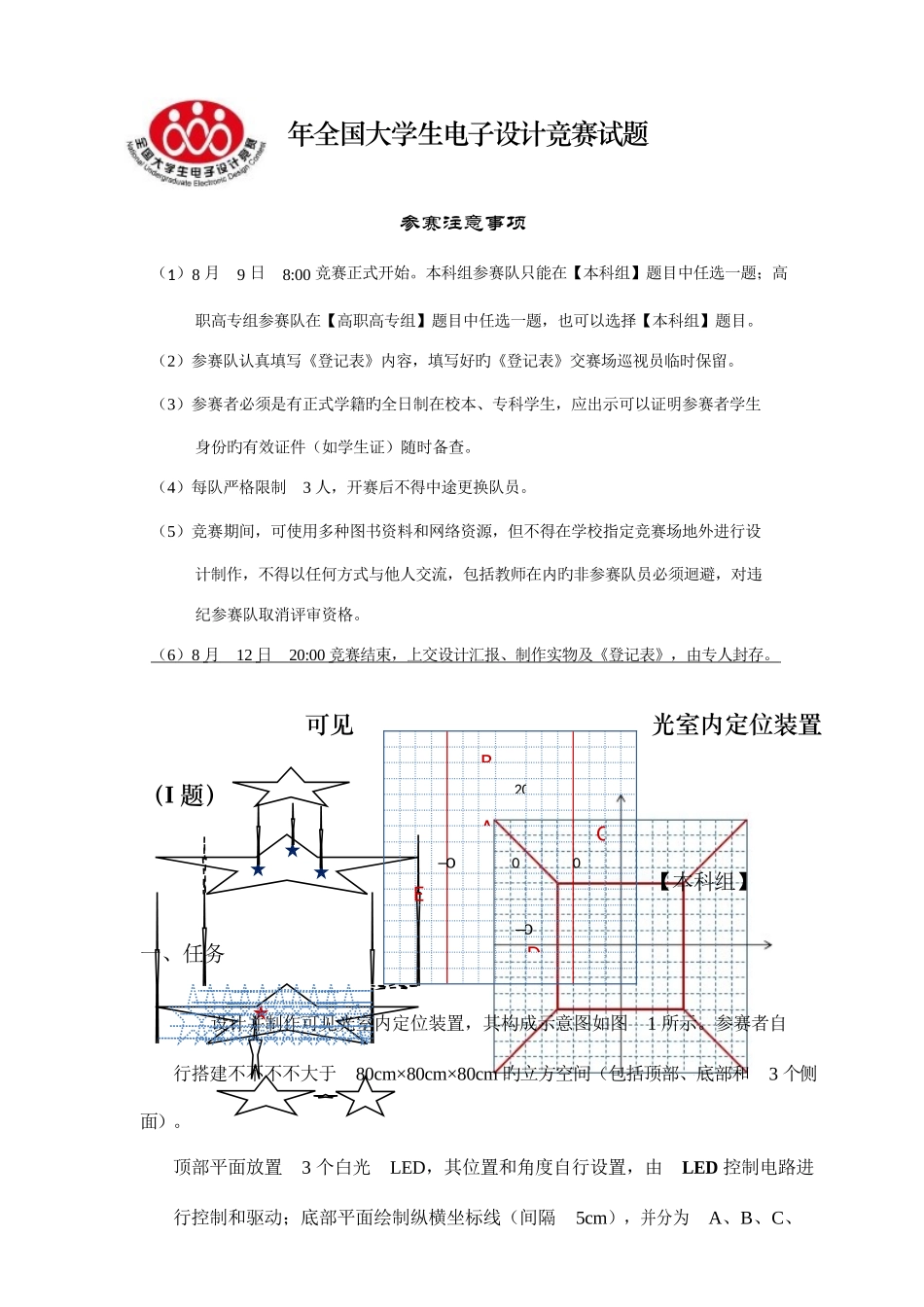 2025年大学生电子设计竞赛I题可见光室内定位装置_第1页