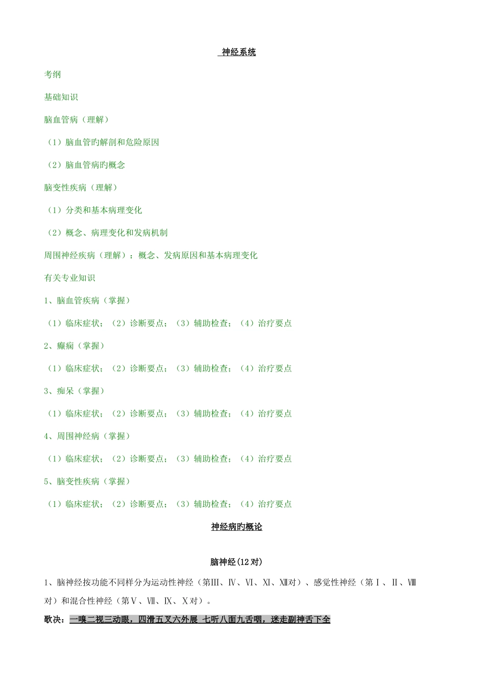 2025年内科主治医师神经系统_第1页