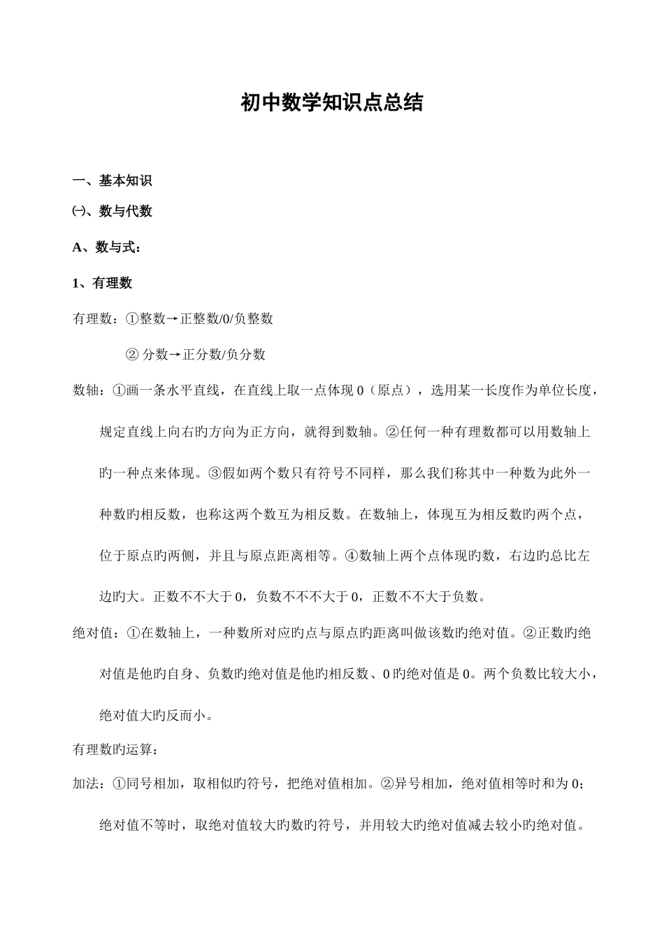 2025年初中数理化知识点总结_第1页