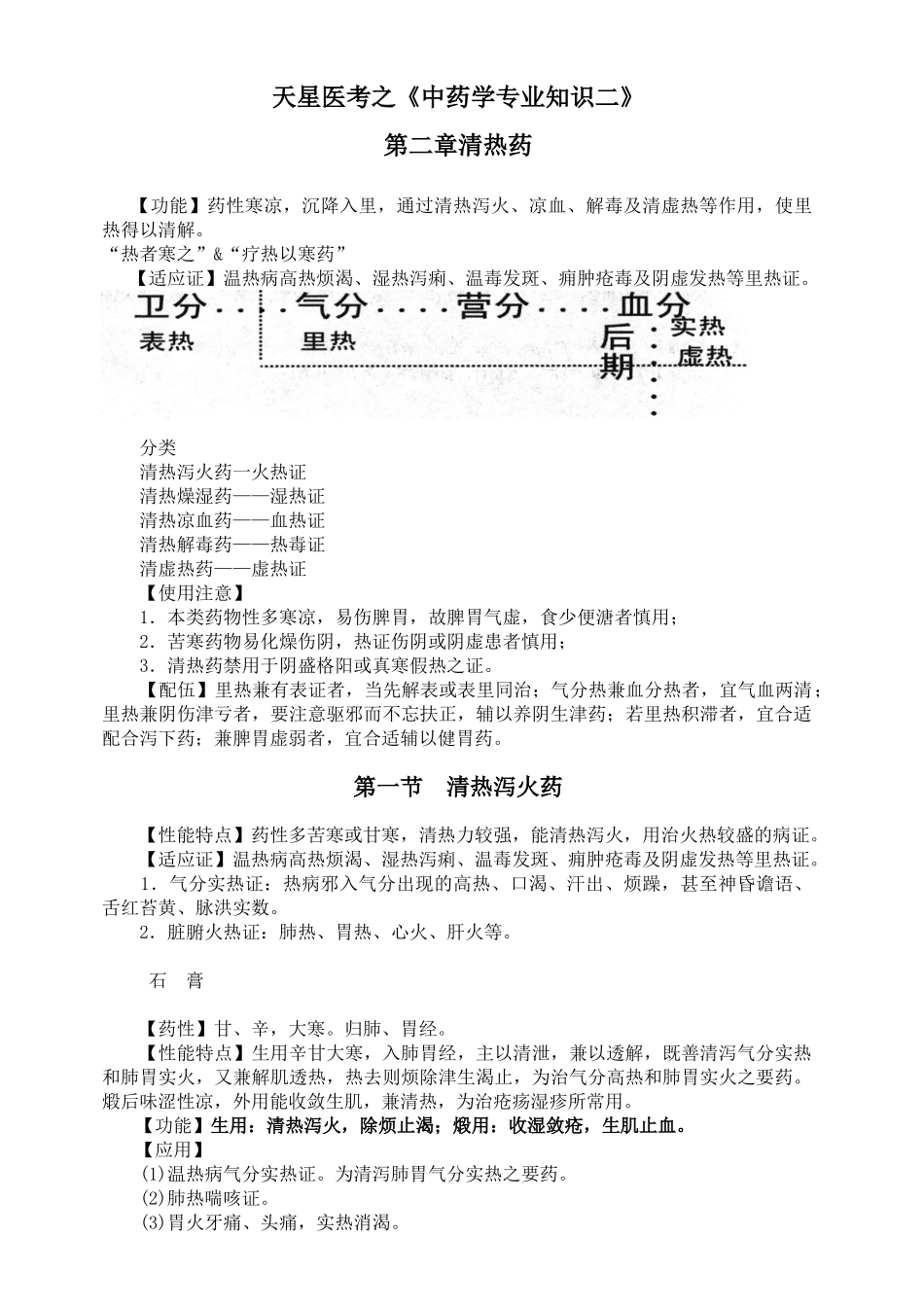 2025年执业药师中药学二第一部分常用单味中药第二章清热药_第1页