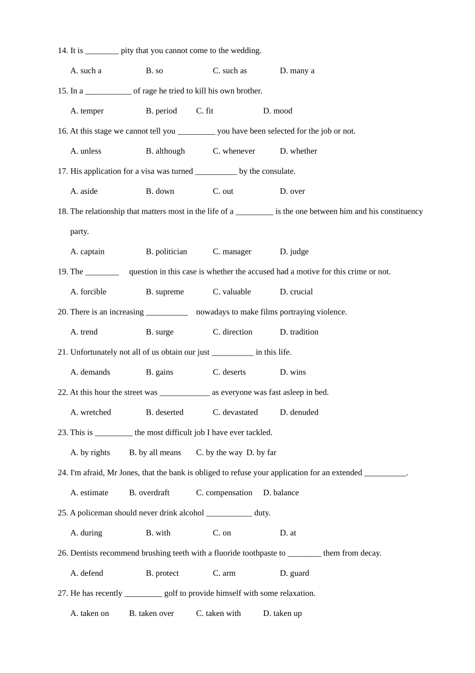 2025年专四词汇单选练习_第2页