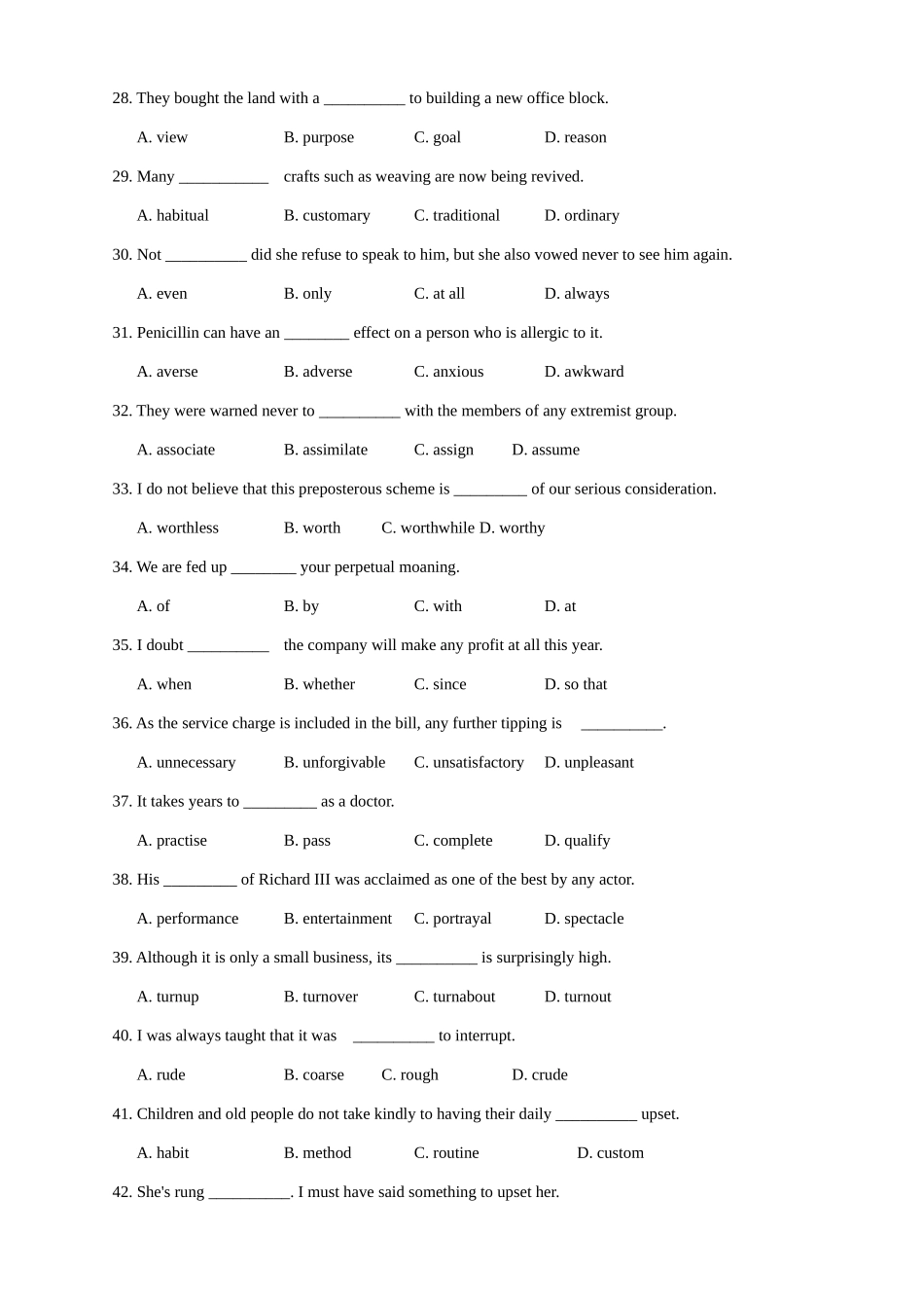 2025年专四词汇单选练习_第3页