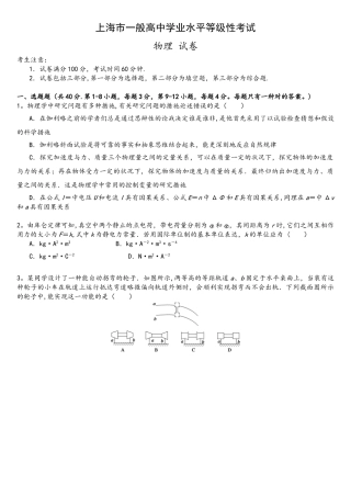 2025年上海物理等级考模拟试卷B