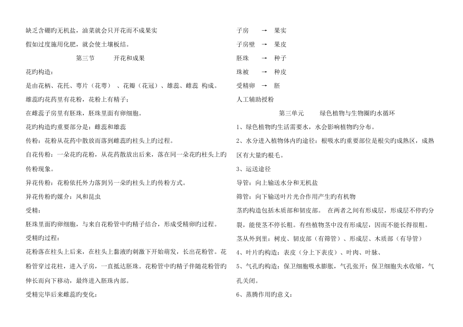 2025年七年级生物上册第三单元知识点_第3页