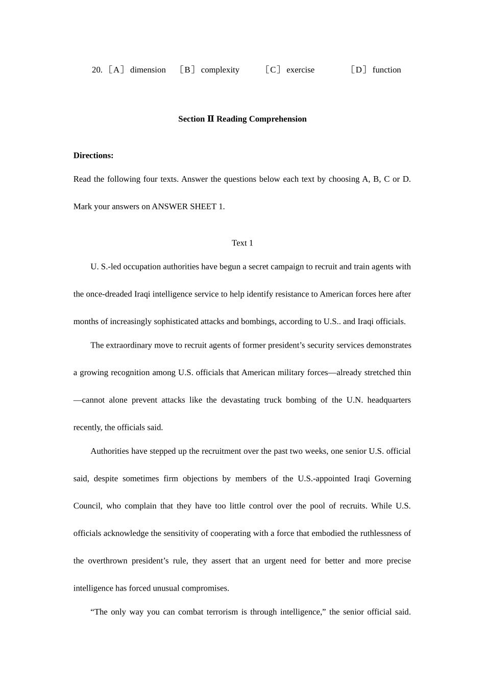2025年云南省农村信用社招聘考试英语部分专项冲刺题_第3页
