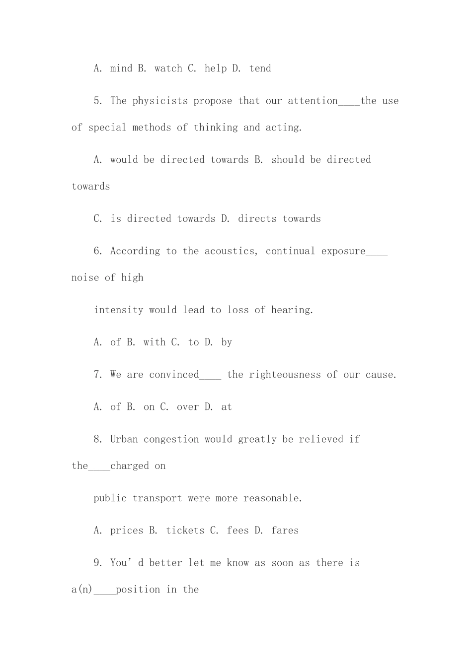 2025年大学英语六级词汇语法练习题及答案_第2页