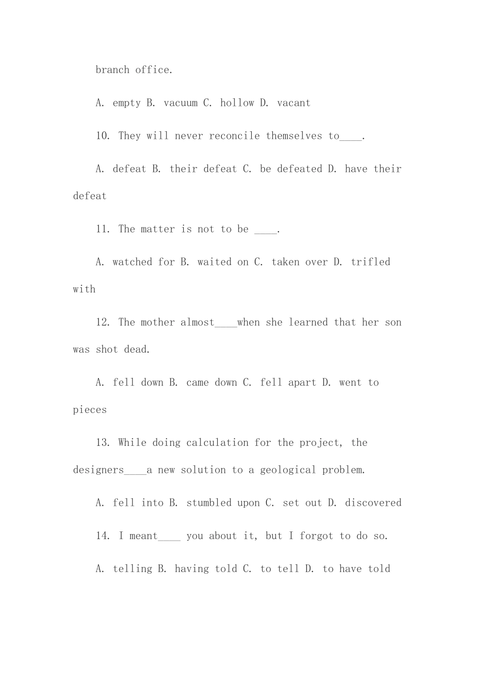 2025年大学英语六级词汇语法练习题及答案_第3页