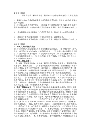 2025年电气工程师知识及能力标准