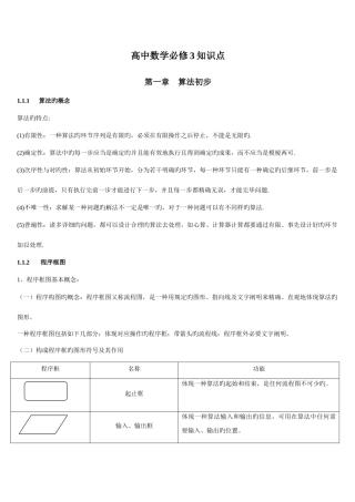 2025年人教版高中数学必修各章知识点总结