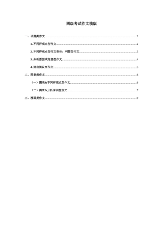2025年四级考试作文模版课内