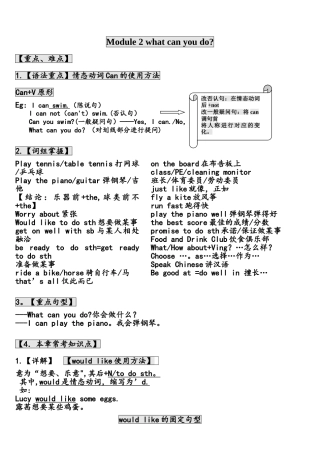 2025年春外研版七年级下册Module2whatcanyoudo知识总结与归纳练习