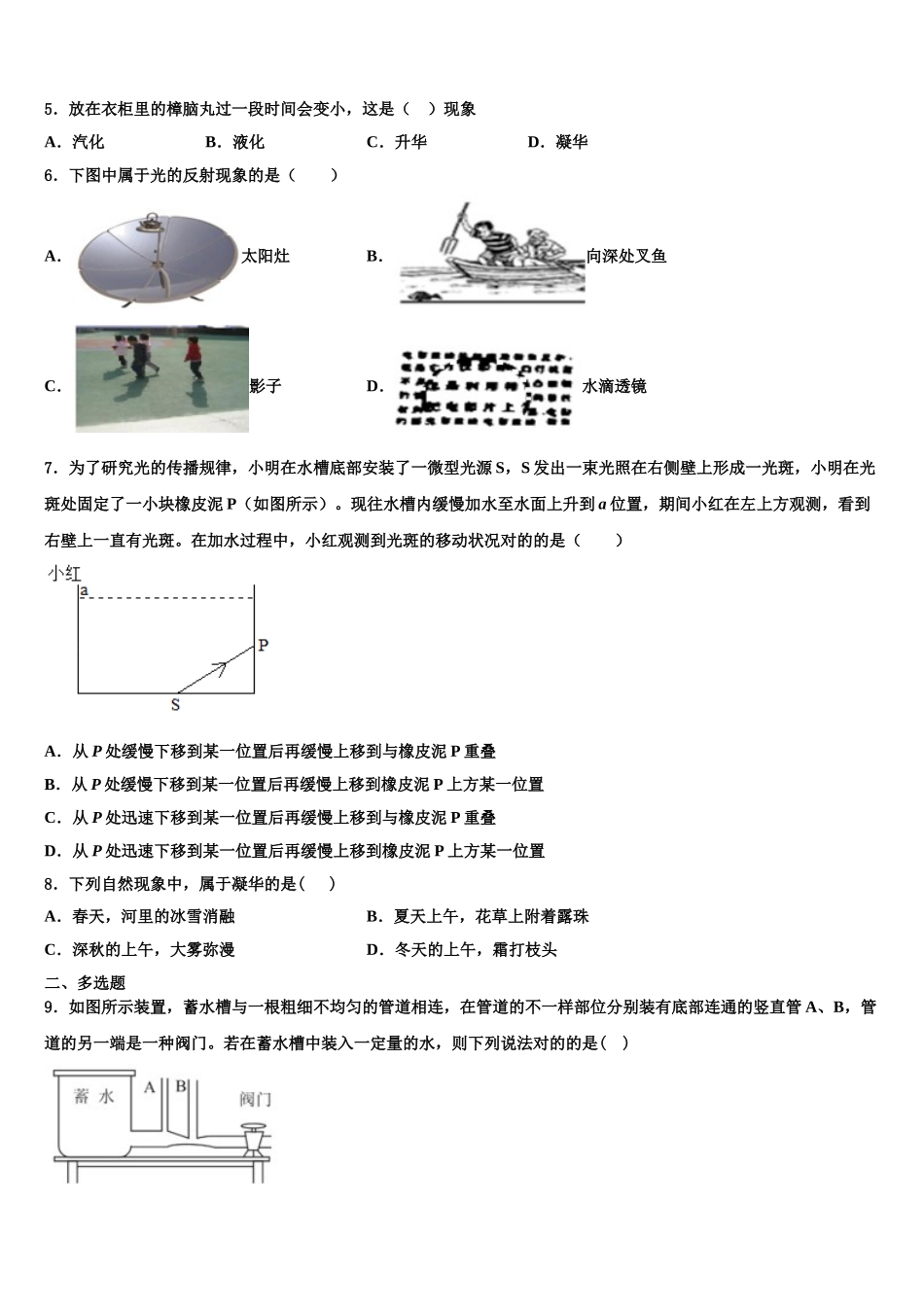 2025年安徽省铜陵市枞阳县物理八年级上册期末学业水平测试模拟试题含解析_第2页